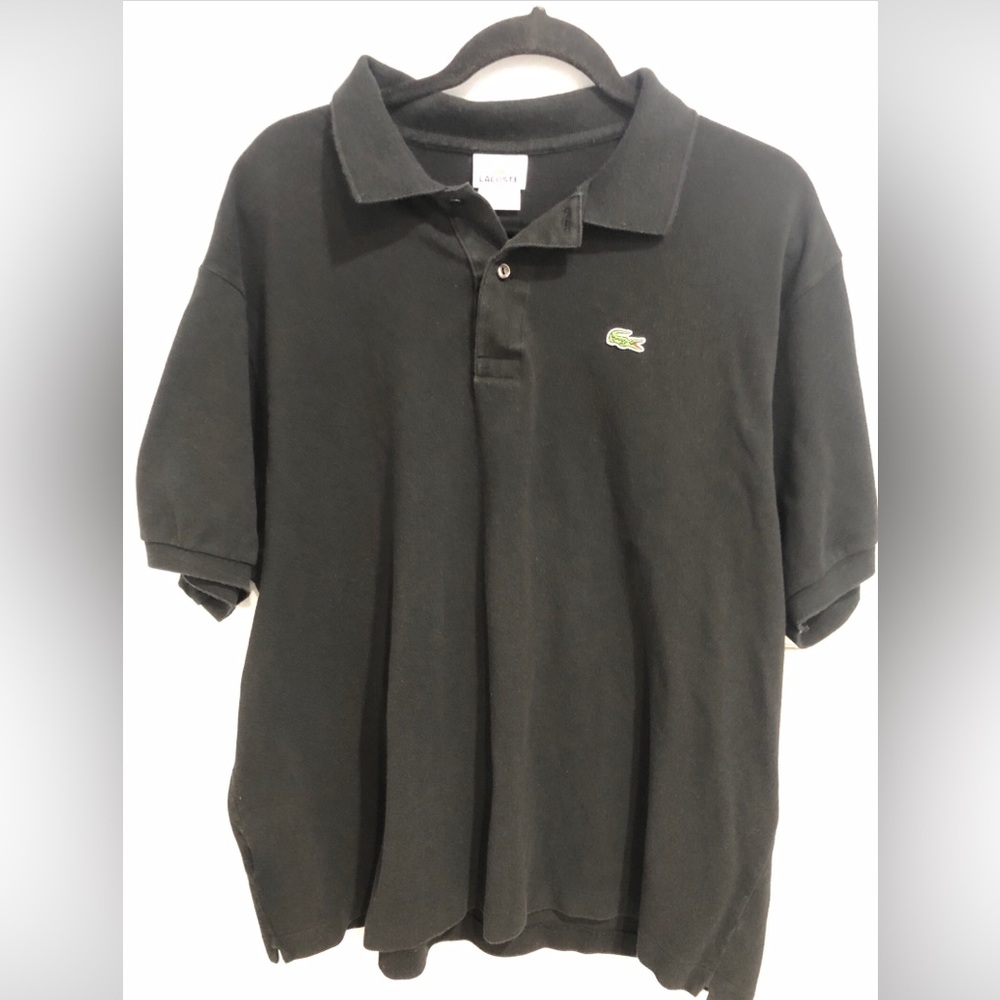 Lacoste Men Polo Black Shirt Size 8 100% Cotton